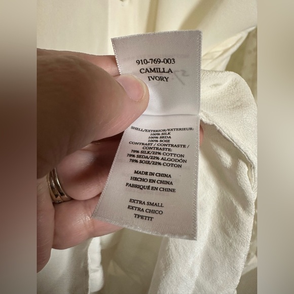 Rails Brand 100% Silk White Sheer Swiss Dot Sleeves Blouse Size XS - Picture 4 of 6